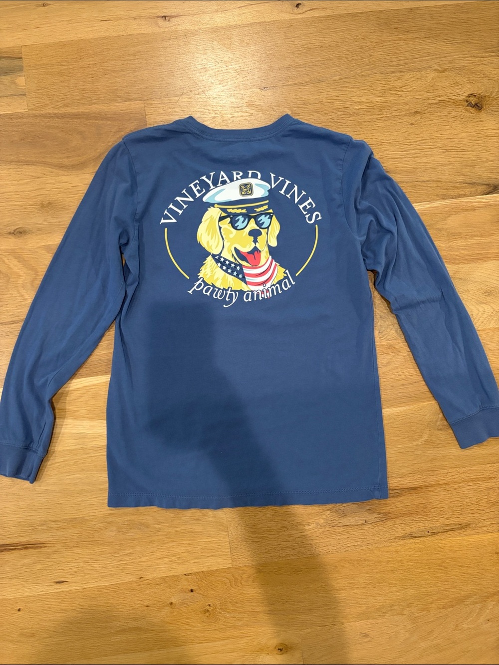 Vineyard Vines Blue Long-Sleeve 'Party Animal' Dog Graphic Tee